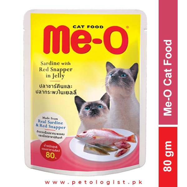 Me-O Adult Cat Food - Sardine With Red Snapper In Jelly 80 Gram